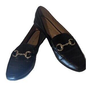 Madden Girl Shoes Womens 9 M Carnaby Flats Slip On Loafers Black Faux Leather
